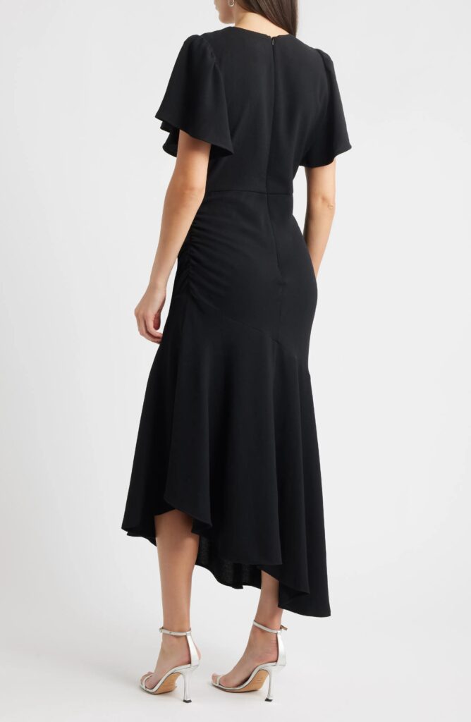 Asymmetric Crepe Maxi Dress Full Size Image 5