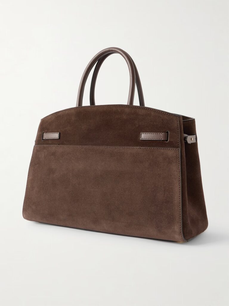 The Hudson Midi Leather-trimmed Suede Tote Full Size Image 3