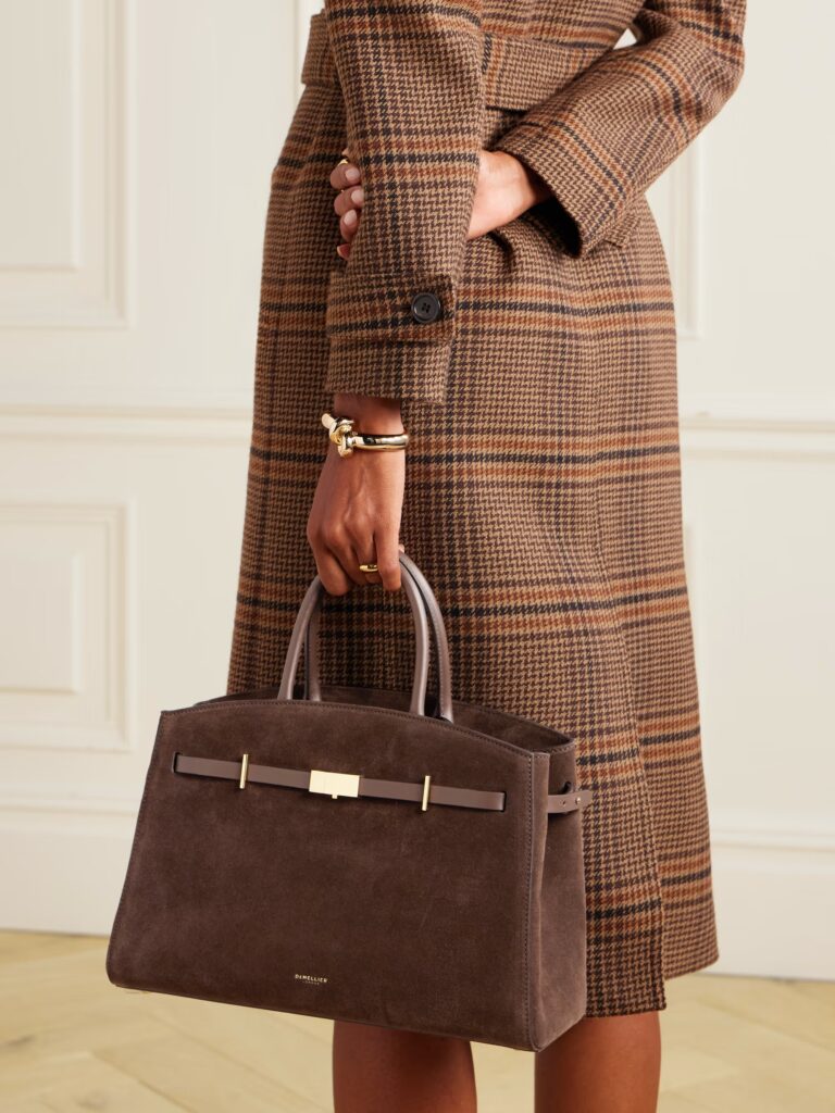 The Hudson Midi Leather-trimmed Suede Tote Full Size Image 4