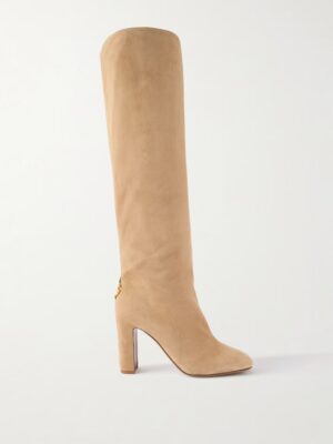 DOLCE & GABBANA Embellished Suede Knee Boots
