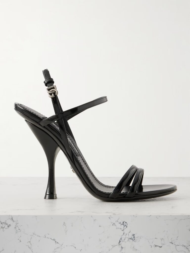 Glossed-leather Slingback Sandals Full Size Image 1