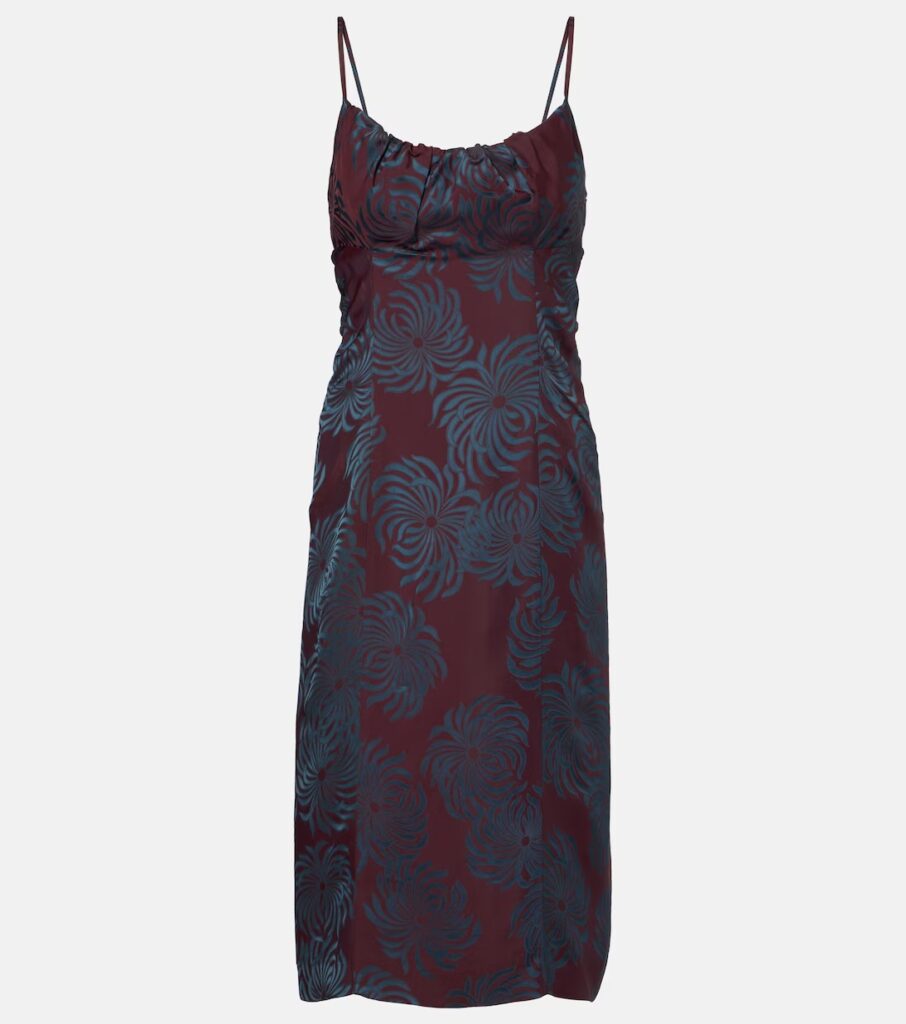 Floral Jacquard Midi Dress Full Size Image 3