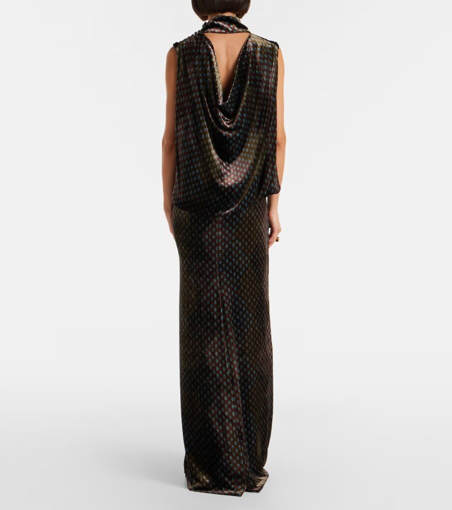 Printed Satin Maxi Dress Full Size Image 5