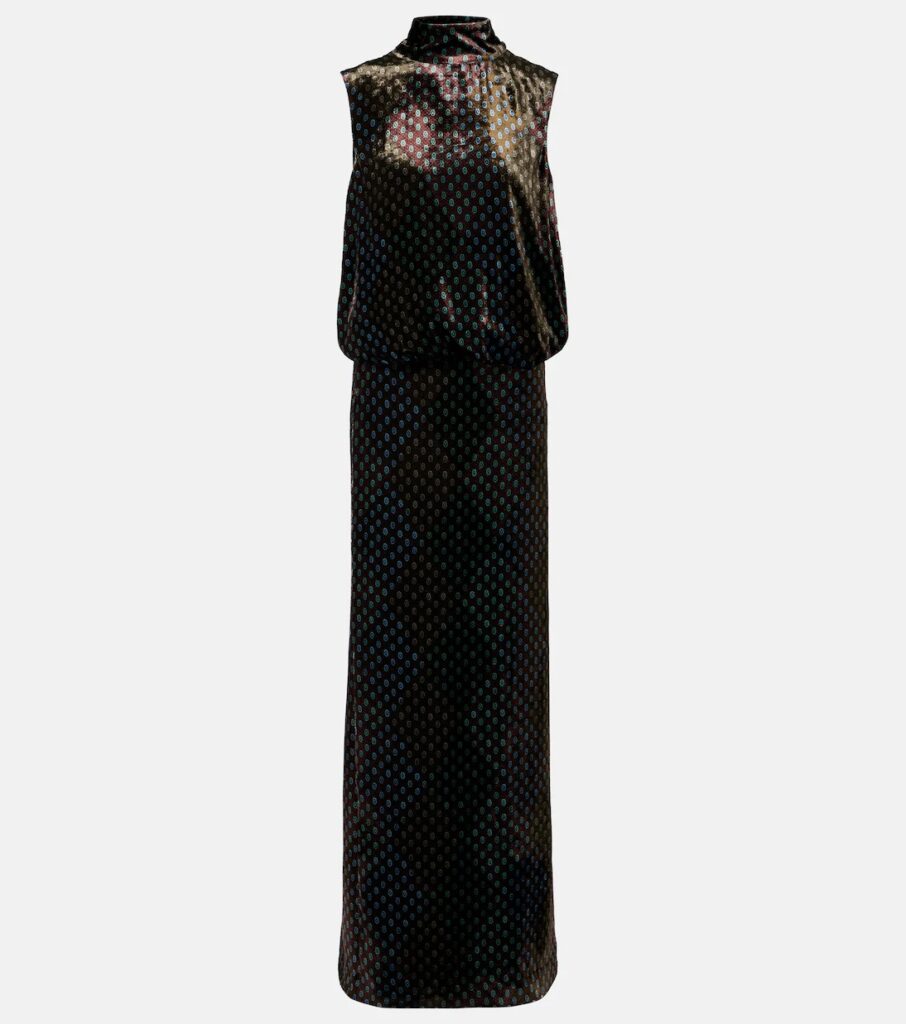 Printed Satin Maxi Dress Full Size Image 6