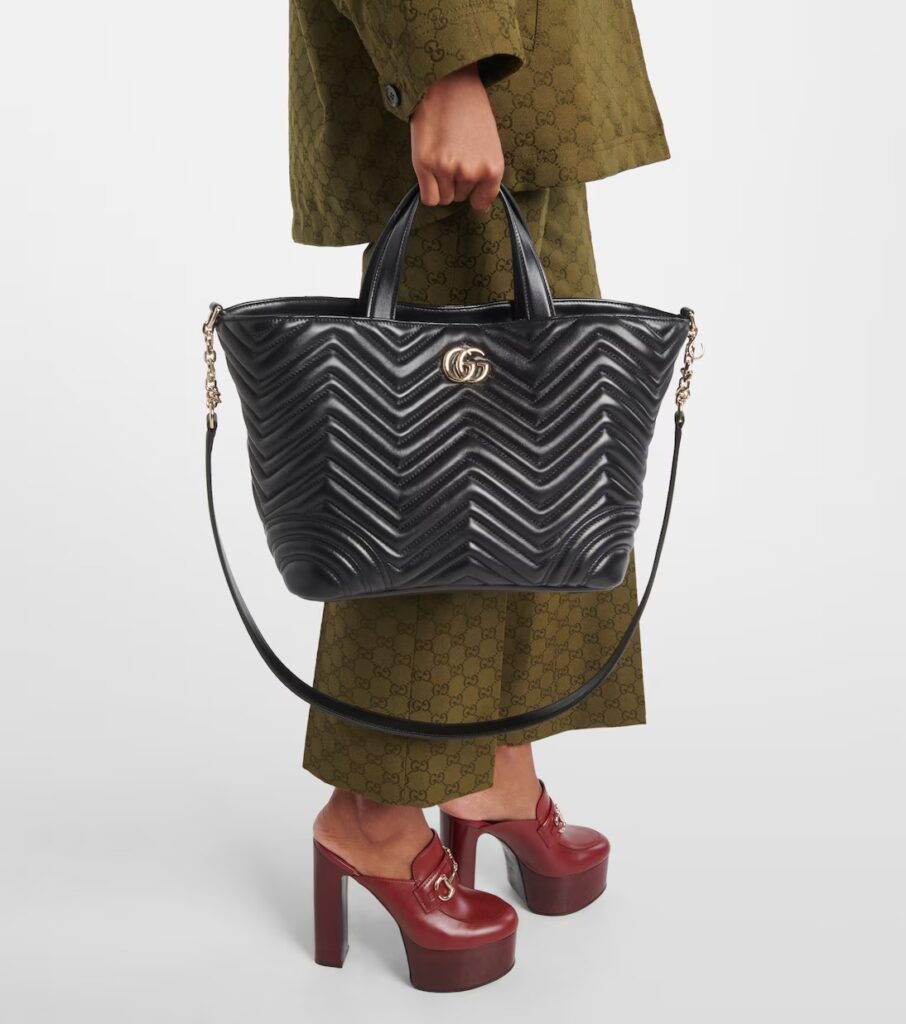 GG Marmont Small Leather Tote Bag Full Size Image 3