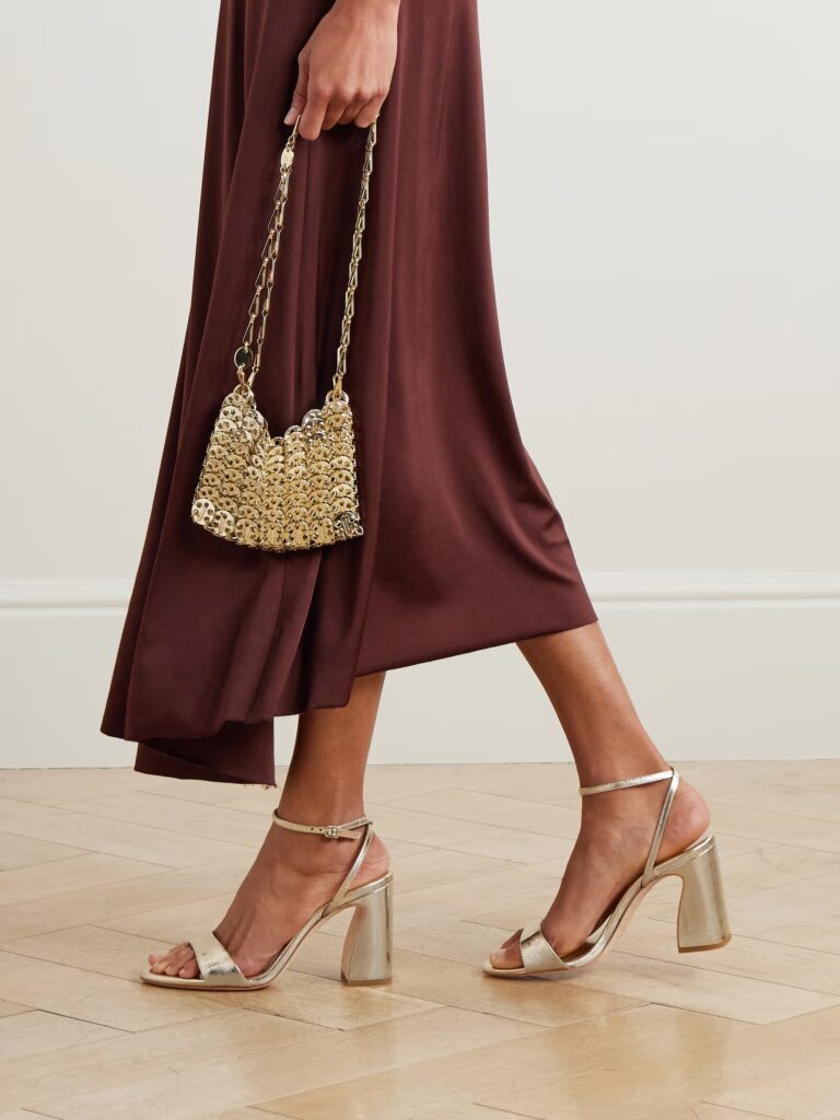 Malia Metallic Crinkled-leather Sandals Full Size Image 4