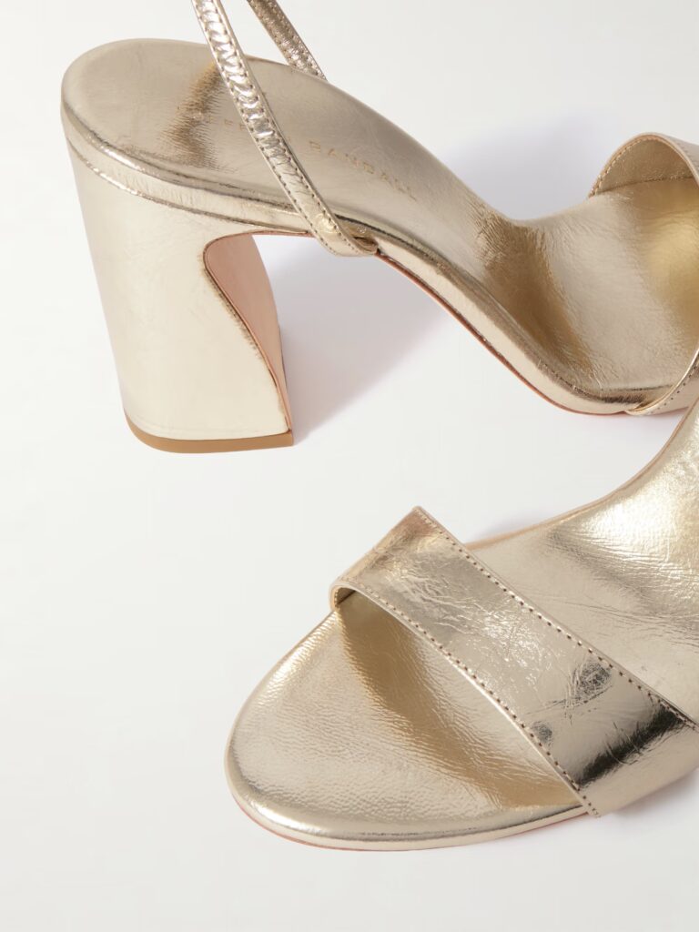Malia Metallic Crinkled-leather Sandals Full Size Image 3