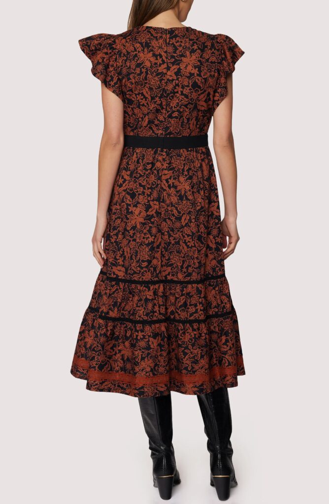 Lady Siena Floral Cap Sleeve Cotton Midi Dress Full Size Image 5