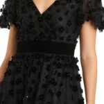 Embellished Butterfly Sleeve Velvet Hem Midi Dress Thumbnail 3