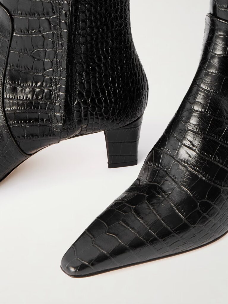 Penelope 50 Croc-effect Leather Knee Boots Full Size Image 3