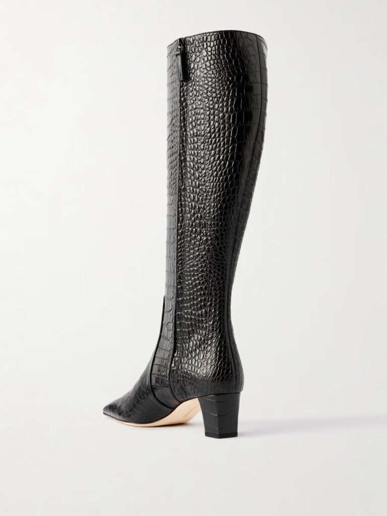 Penelope 50 Croc-effect Leather Knee Boots Full Size Image 2