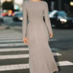 Long-Sleeve Slim Sweater Maxi Dress Thumbnail 3
