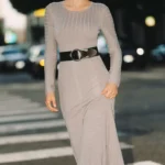 Long-Sleeve Slim Sweater Maxi Dress Thumbnail 1