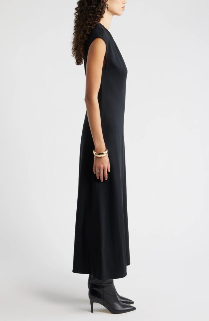Shirred Cap Sleeve Maxi Dress Full Size Image 3