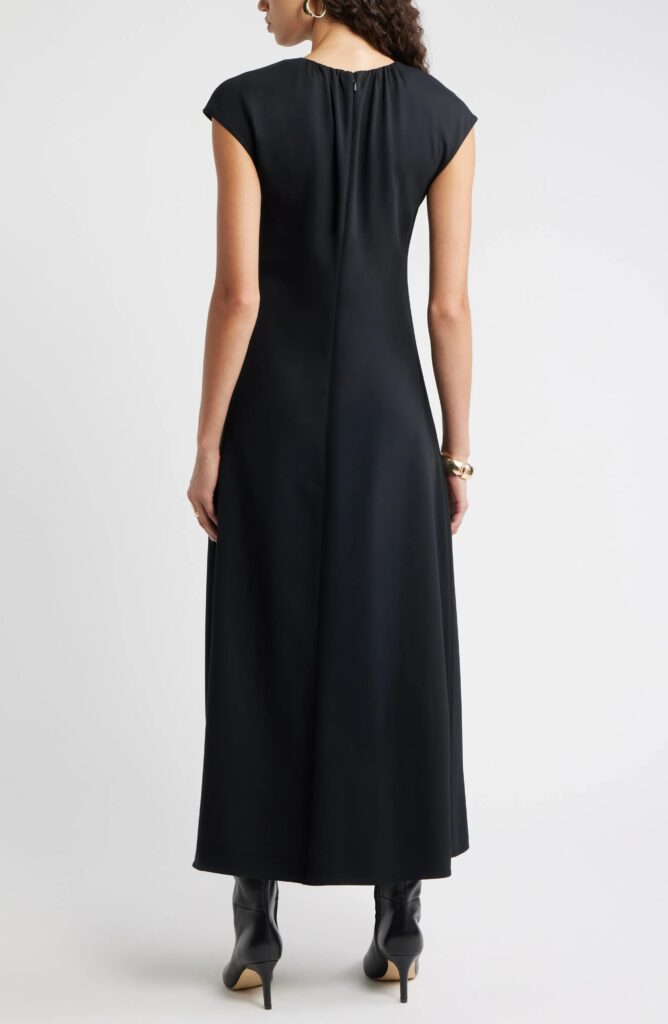 Shirred Cap Sleeve Maxi Dress Full Size Image 5