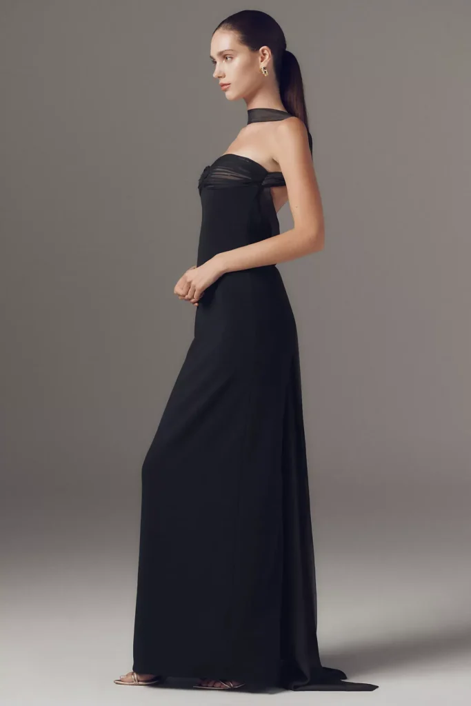 Daufine Neck Scarf Sweetheart Maxi Dress Full Size Image 2