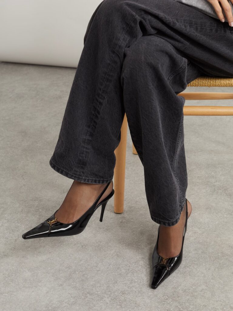 Babylone Cutout Leather Slingback Pumps Full Size Image 4