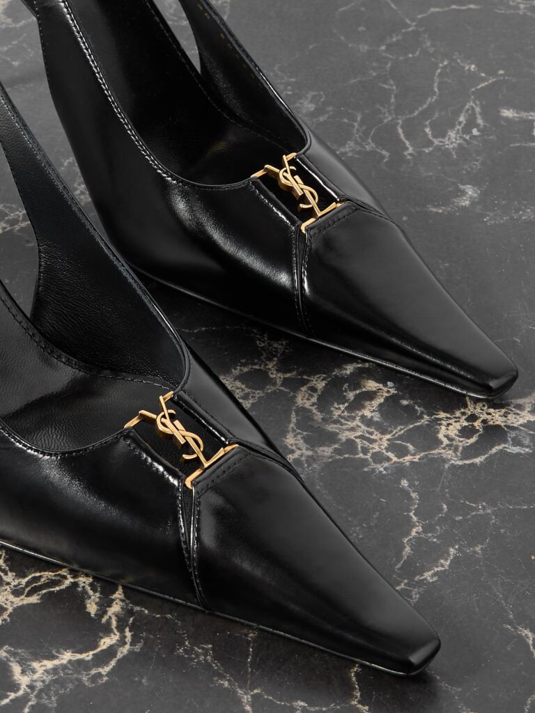Babylone Cutout Leather Slingback Pumps Full Size Image 3