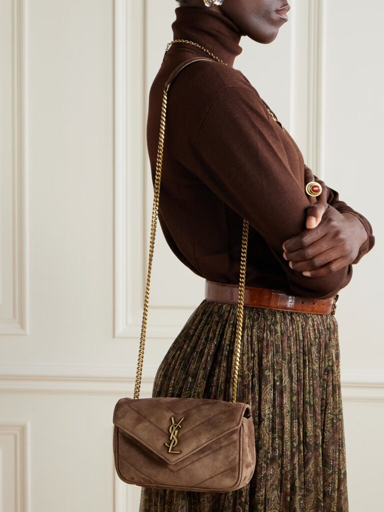 Small Quilted Suede Shoulder Bag Full Size Image 4