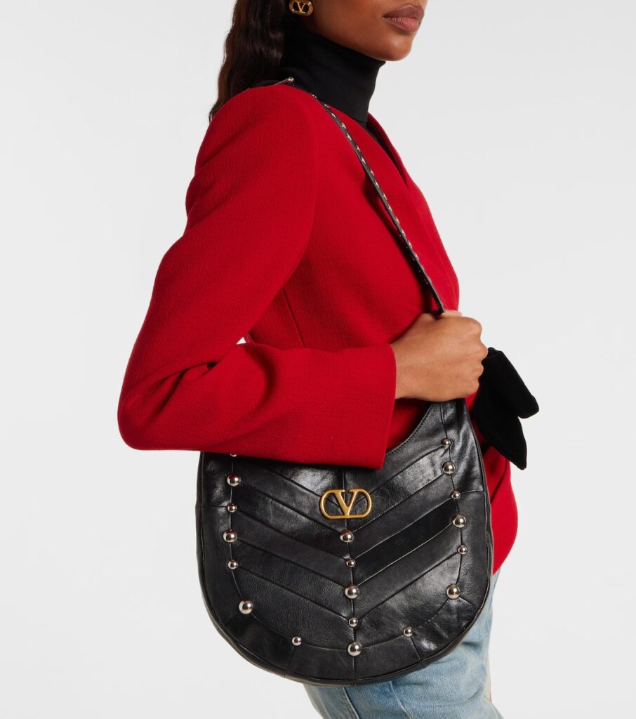 Medium Studded Leather Shoulder Bag Full Size Image 3