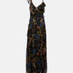 Madeline Ruffled Floral Silk Maxi Dress Thumbnail 3