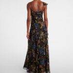 Madeline Ruffled Floral Silk Maxi Dress Thumbnail 4