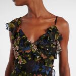 Madeline Ruffled Floral Silk Maxi Dress Thumbnail 5