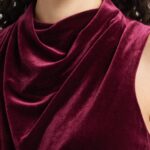 Cowl Neck High-low Velvet Midi Dress Thumbnail 3