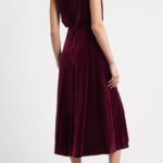 Cowl Neck High-low Velvet Midi Dress Thumbnail 4