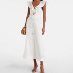 Rhiannon Ruffled Linen Midi Dress Thumbnail 1