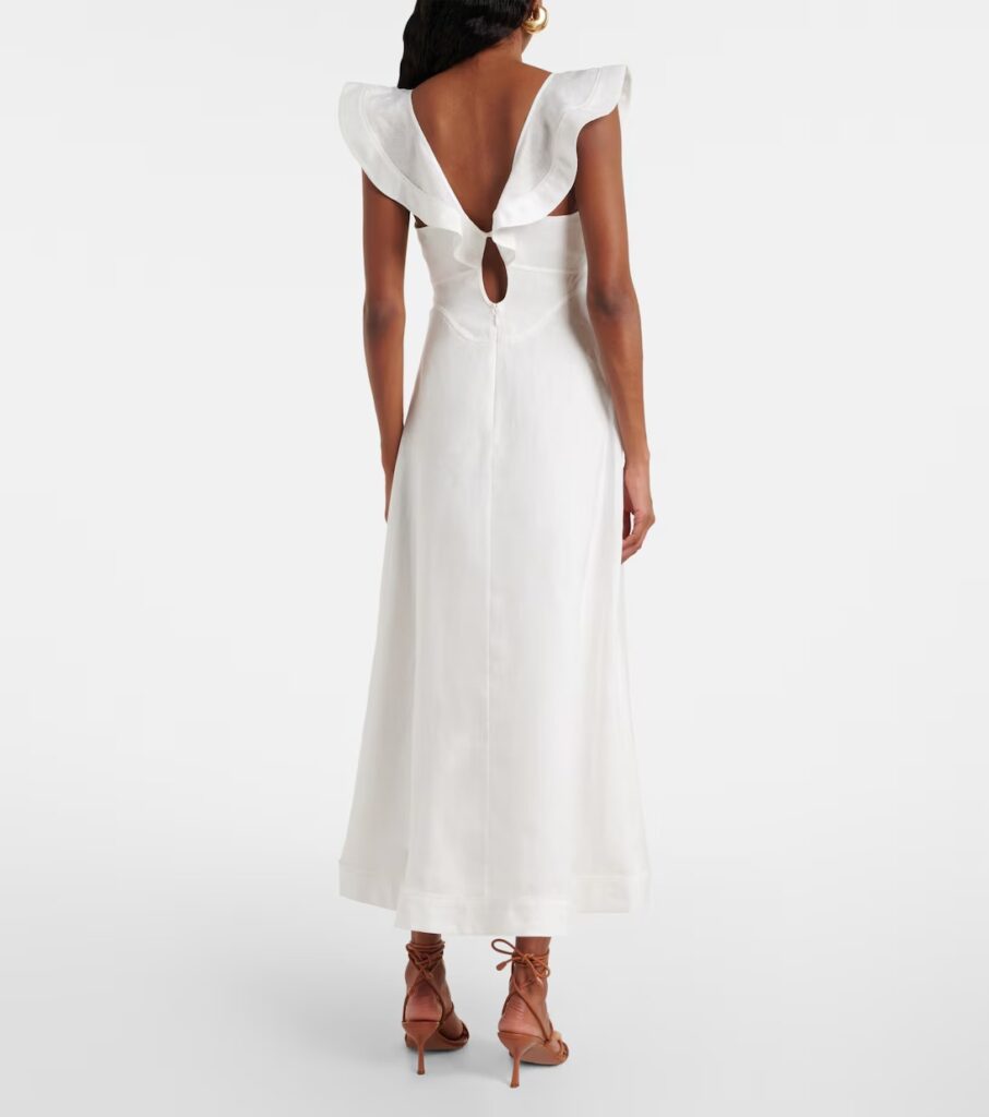 Rhiannon Ruffled Linen Midi Dress Full Size Image 3