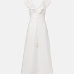 Rhiannon Ruffled Linen Midi Dress Thumbnail 4
