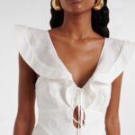 Rhiannon Ruffled Linen Midi Dress Thumbnail 5
