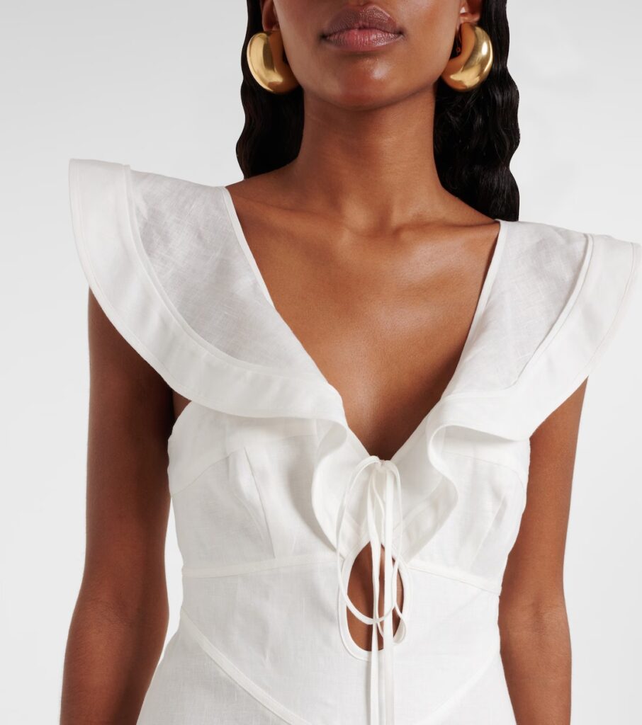 Rhiannon Ruffled Linen Midi Dress Full Size Image 5