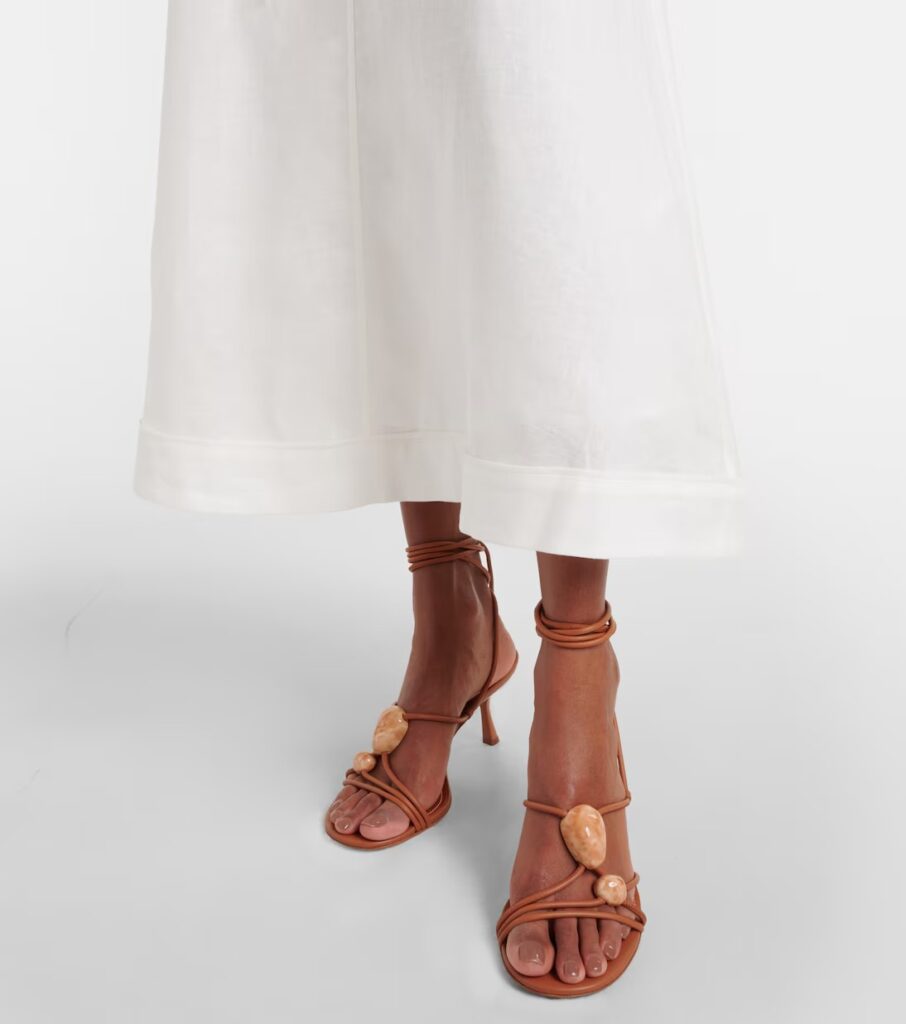 Rhiannon Ruffled Linen Midi Dress Full Size Image 2
