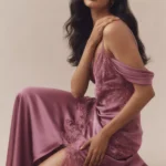 Reese Off-Shoulder Cascade Lace Satin Maxi Dress Thumbnail 4