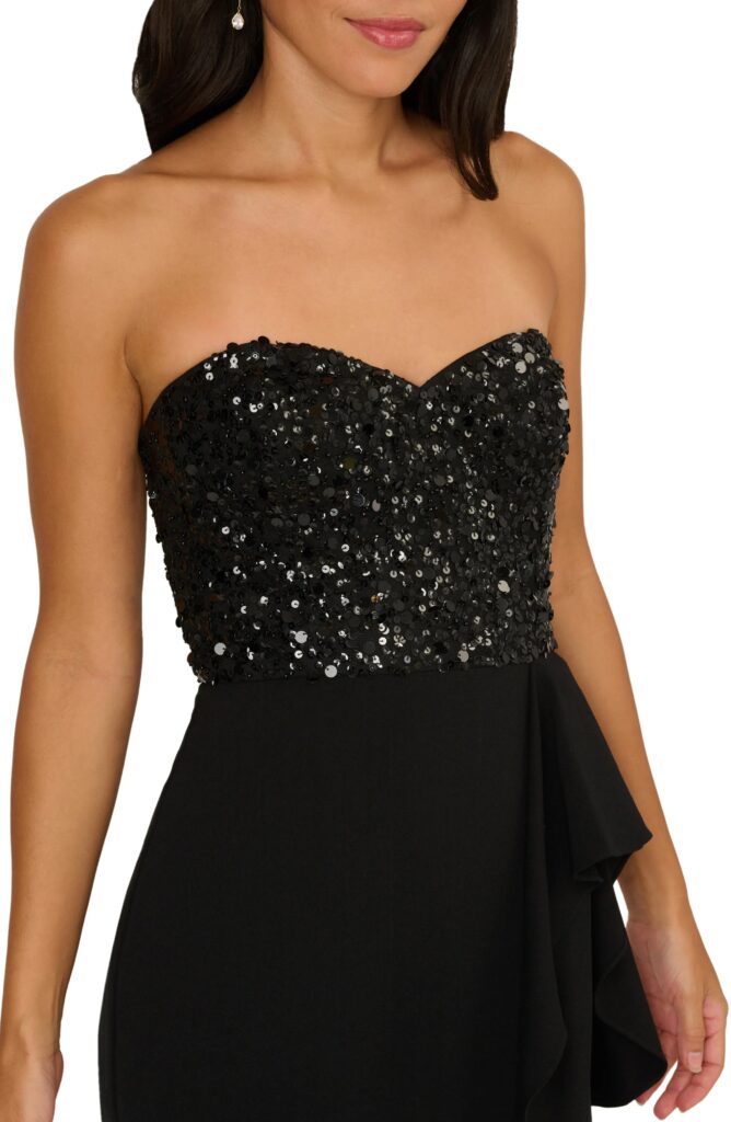 Beaded Bodice Strapless Mermaid Gown Full Size Image 2