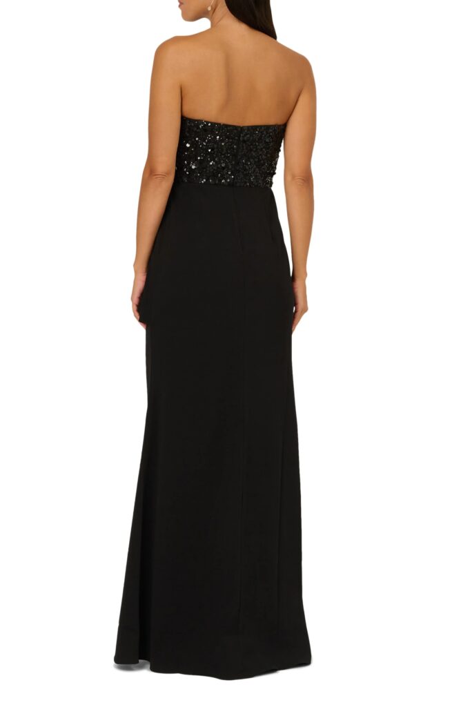 Beaded Bodice Strapless Mermaid Gown Full Size Image 3
