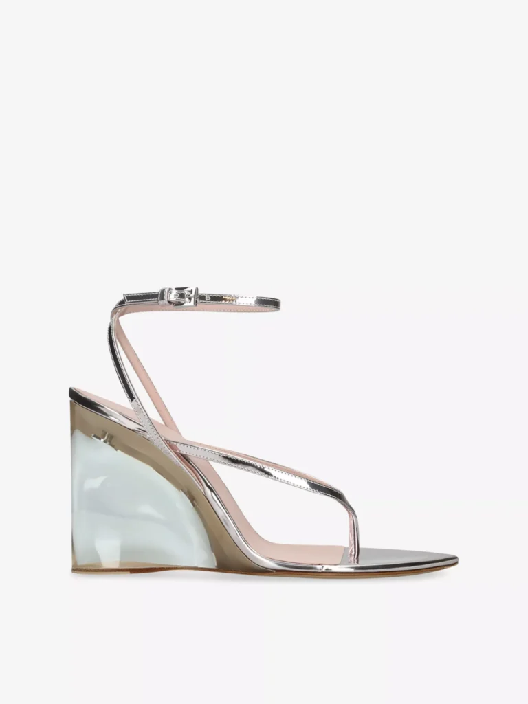 Invisible Tong 90 Metallic Leather Wedge Heels Full Size Image 1