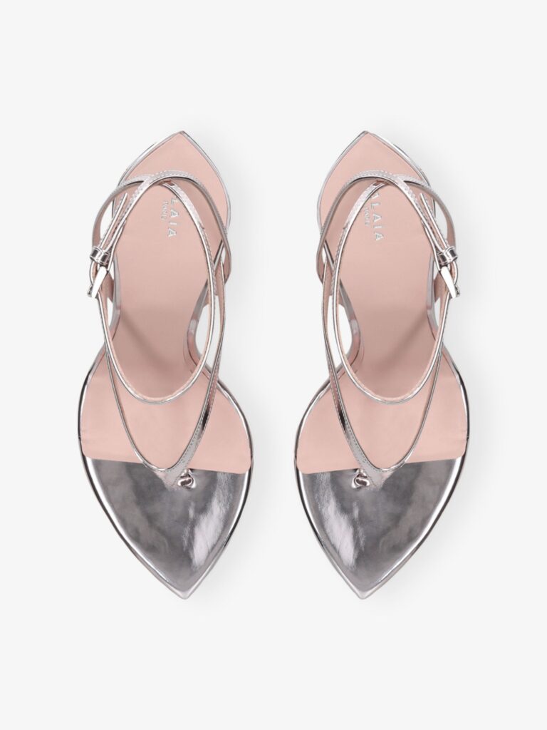 Invisible Tong 90 Metallic Leather Wedge Heels Full Size Image 3