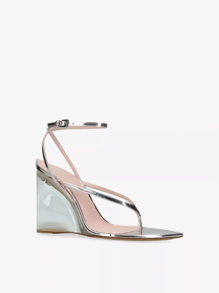 Invisible Tong 90 Metallic Leather Wedge Heels Full Size Image 4