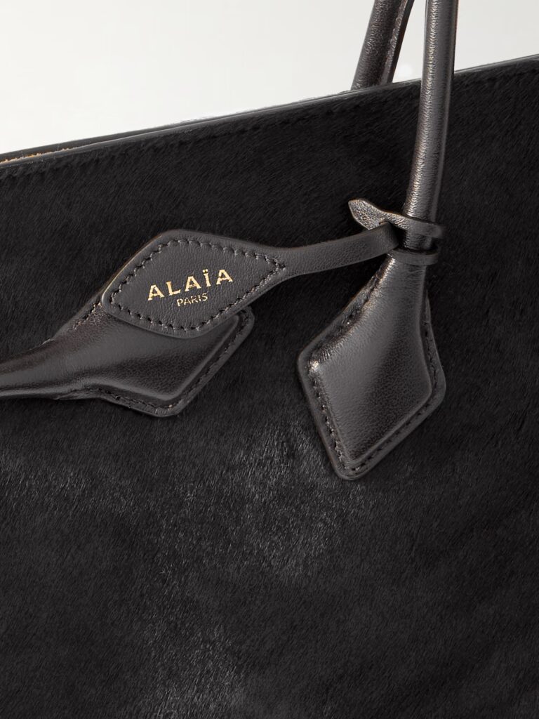 Le Teckel Large Leather-trimmed Calf Hair Tote Full Size Image 3