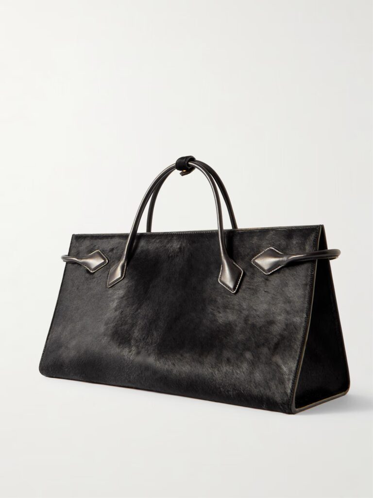 Le Teckel Large Leather-trimmed Calf Hair Tote Full Size Image 4
