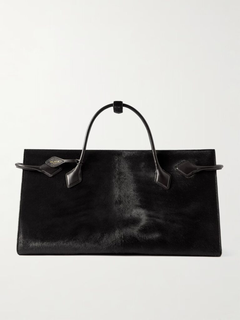 Le Teckel Large Leather-trimmed Calf Hair Tote Full Size Image 1