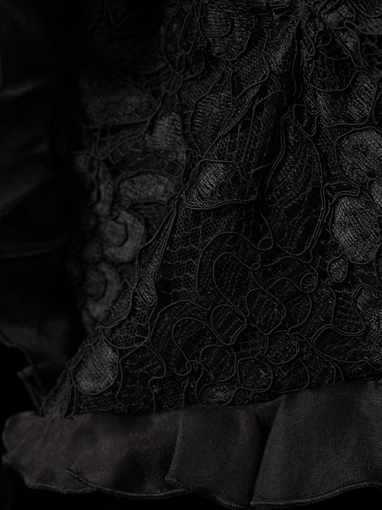 Bow-embellished Lace and Silk-trimmed Velvet Gown Full Size Image 3