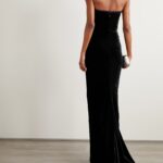 Sleeveless Bow-embellished Gathered Lace-trimmed Velvet Gown Thumbnail 4