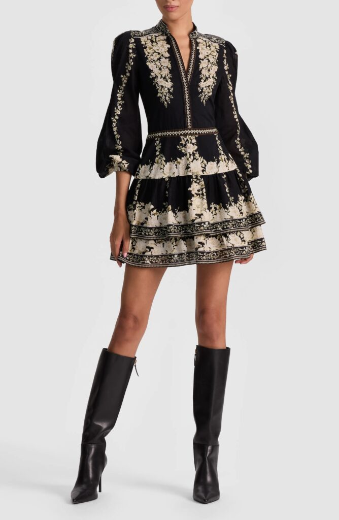 Valencia Placed Floral Tiered Cotton Dress Full Size Image 4