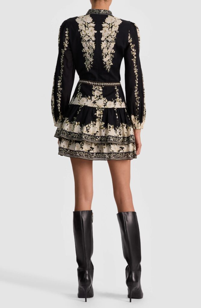 Valencia Placed Floral Tiered Cotton Dress Full Size Image 2