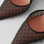 Holli Leather-trimmed Flocked Polka-dot Mesh Slingback Pumps Thumbnail 3