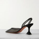 Holli Leather-trimmed Flocked Polka-dot Mesh Slingback Pumps Thumbnail 2
